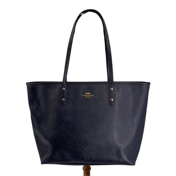 Coach Handbags - Coach Navy Blue Saffiano Leather X-Large Tote Bag Handbag